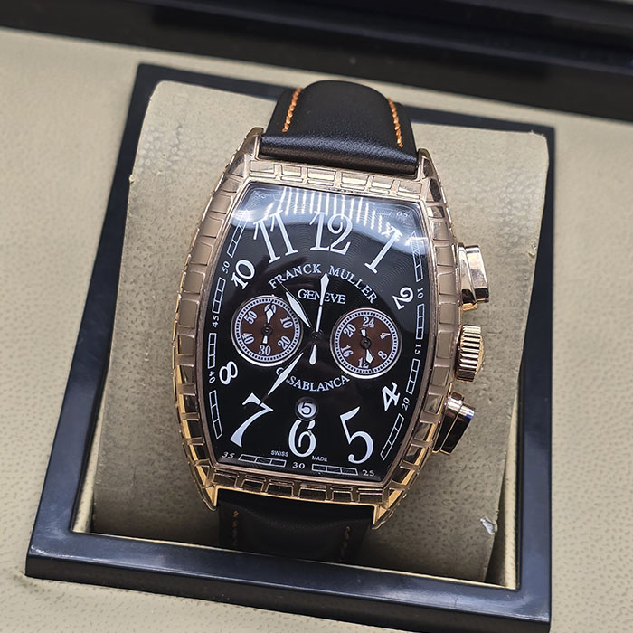 Réplica AAA Franck Muller Casablanca Chronograph Oro Rosa Café