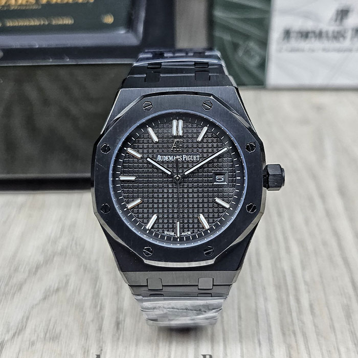 Venta de réplica AAA reloj Audemars Piguet Royal Oak Ceramic All Black totalmente negro con esfera tapicería.